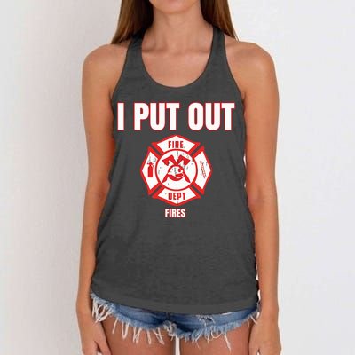 Halloween Costume Funny Firefighter I Put Out Fires Firemen Women's Knotted Racerback Tank