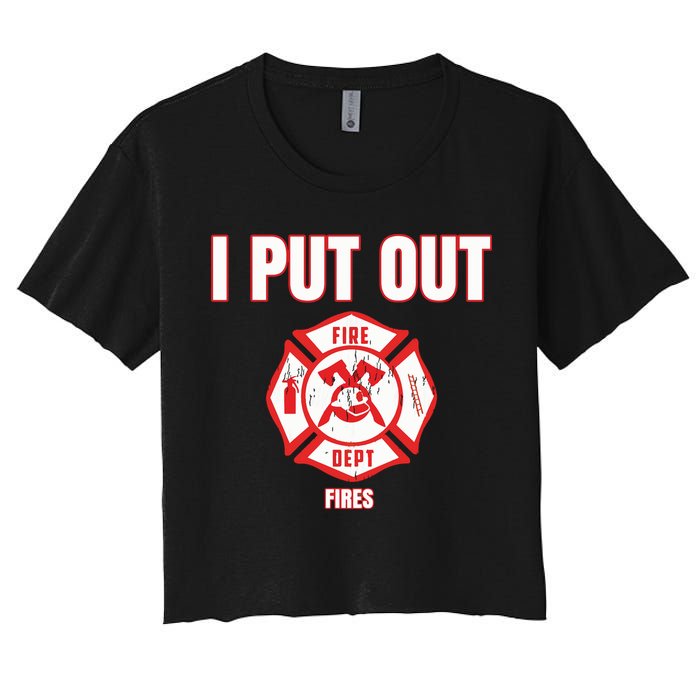 Halloween Costume Funny Firefighter I Put Out Fires Firemen Women's Crop Top Tee
