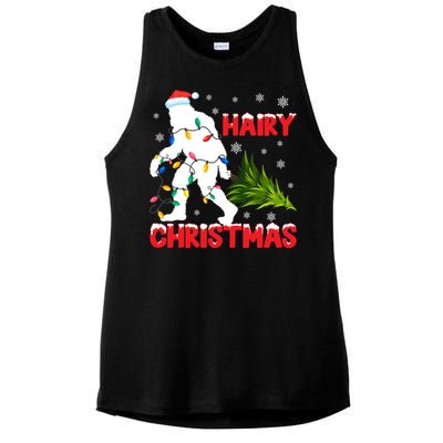 Hairy Christmas Funny Bigfoot Xmas Santa Hat Family Matching Meaningful Gift Ladies PosiCharge Tri-Blend Wicking Tank