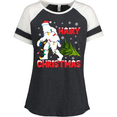 Hairy Christmas Funny Bigfoot Xmas Santa Hat Family Matching Meaningful Gift Enza Ladies Jersey Colorblock Tee