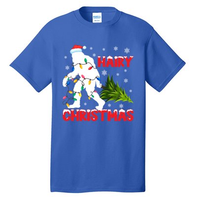 Hairy Christmas Funny Bigfoot Xmas Santa Hat Family Matching Meaningful Gift Tall T-Shirt