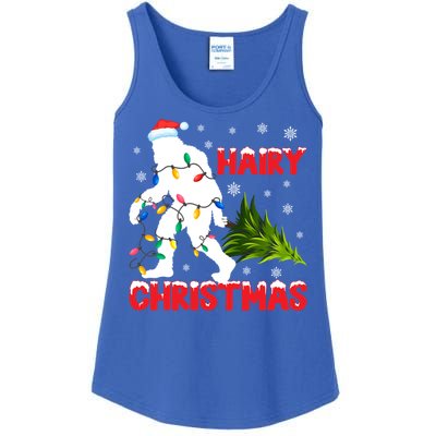 Hairy Christmas Funny Bigfoot Xmas Santa Hat Family Matching Meaningful Gift Ladies Essential Tank