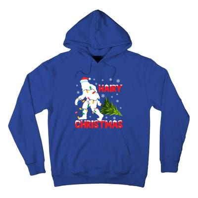 Hairy Christmas Funny Bigfoot Xmas Santa Hat Family Matching Meaningful Gift Tall Hoodie