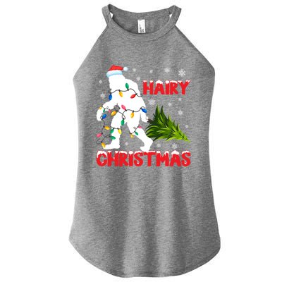 Hairy Christmas Funny Bigfoot Xmas Santa Hat Family Matching Meaningful Gift Women's Perfect Tri Rocker Tank