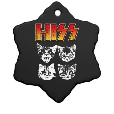 HISS Cat Funny Cats Kittens Rock Music Cat Lover Hiss Gift Ceramic Star Ornament