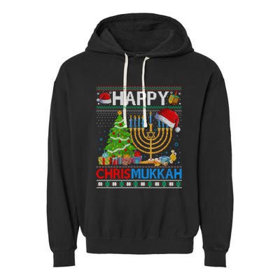 Happy Chrismukkah Funny Jewish Christmas Hanukkah Chanukah Garment-Dyed Fleece Hoodie