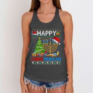 Happy Chrismukkah Funny Jewish Christmas Hanukkah Chanukah Women's Knotted Racerback Tank