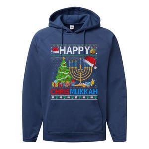 Happy Chrismukkah Funny Jewish Christmas Hanukkah Chanukah Performance Fleece Hoodie