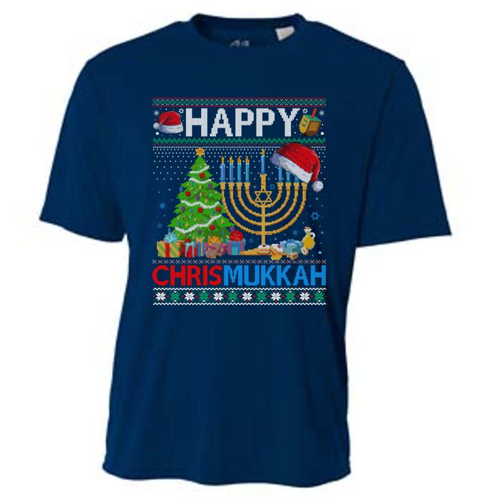 Happy Chrismukkah Funny Jewish Christmas Hanukkah Chanukah Cooling Performance Crew T-Shirt