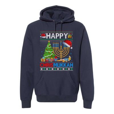 Happy Chrismukkah Funny Jewish Christmas Hanukkah Chanukah Premium Hoodie