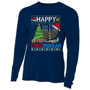 Happy Chrismukkah Funny Jewish Christmas Hanukkah Chanukah Cooling Performance Long Sleeve Crew