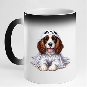 Halloween Costume Funny Ghost Dog English Springer Spaniel 11oz Black Color Changing Mug