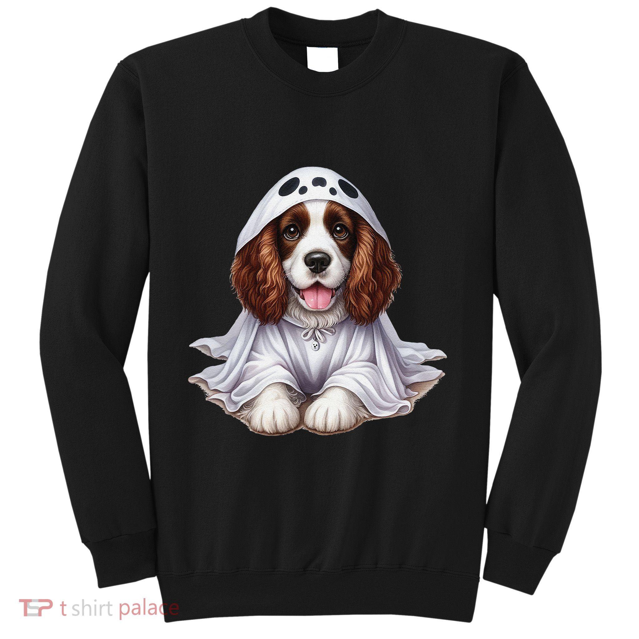 Halloween Costume Funny Ghost Dog English Springer Spaniel Sweatshirt