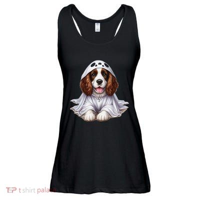 Halloween Costume Funny Ghost Dog English Springer Spaniel Ladies Essential Flowy Tank