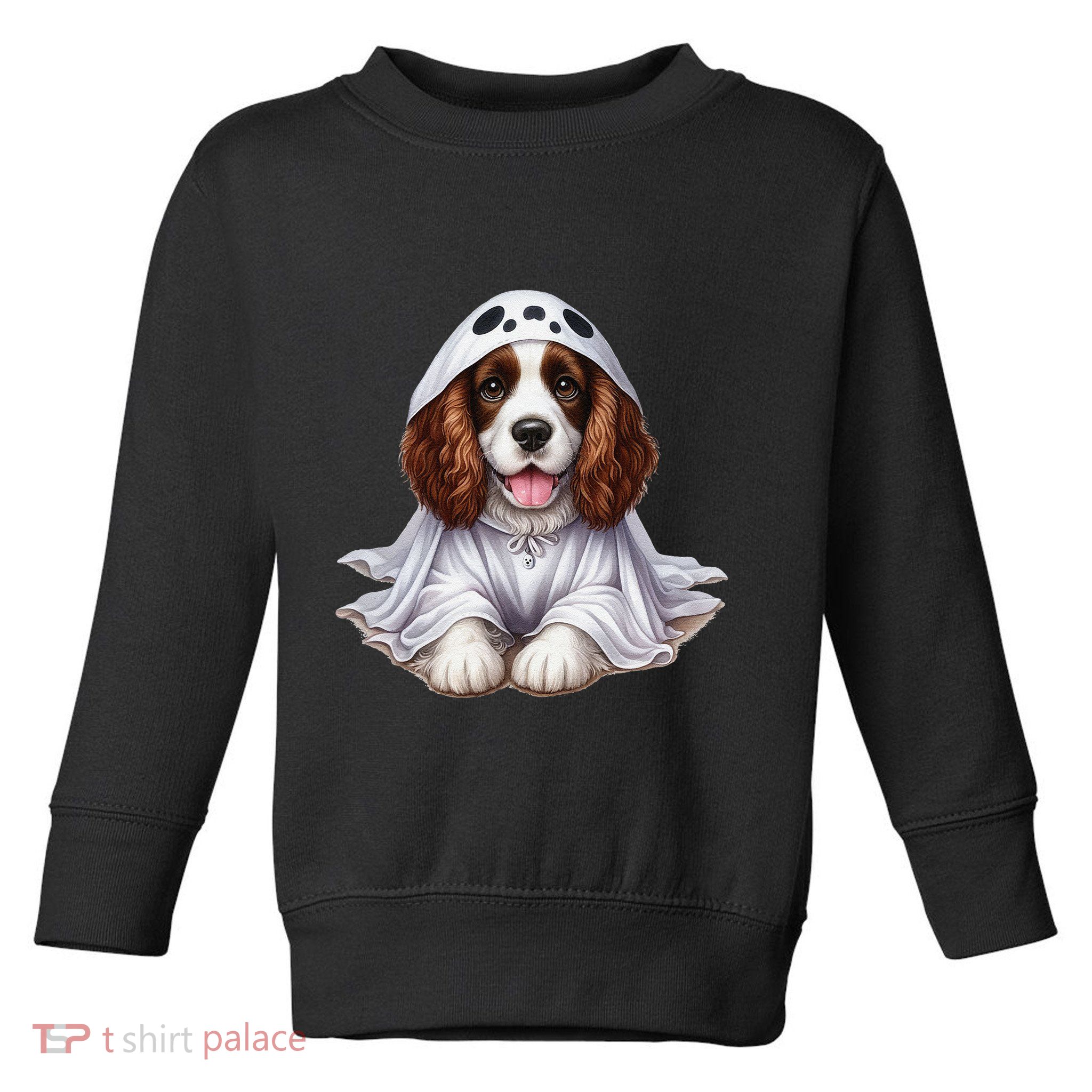 Halloween Costume Funny Ghost Dog English Springer Spaniel Toddler Sweatshirt