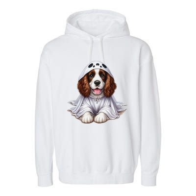 Halloween Costume Funny Ghost Dog English Springer Spaniel Garment-Dyed Fleece Hoodie