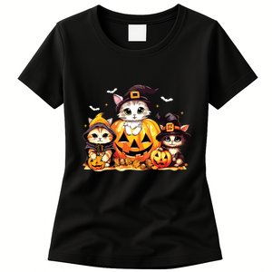 Halloween Cat For Women Girl Pumpkin Spooky Season Women's T-Shirt