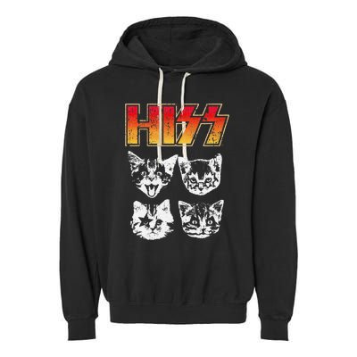 HISS Cat Funny Cats Kittens Rock Music Cat Lover Hiss Garment-Dyed Fleece Hoodie