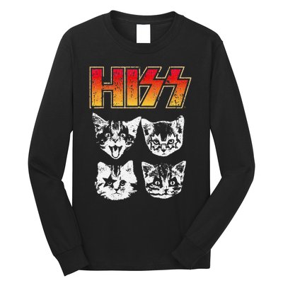 HISS Cat Funny Cats Kittens Rock Music Cat Lover Hiss Long Sleeve Shirt