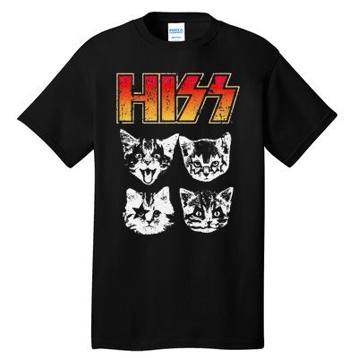 HISS Cat Funny Cats Kittens Rock Music Cat Lover Hiss Tall T-Shirt