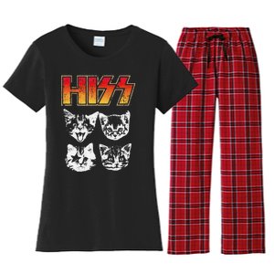 HISS Cat Funny Cats Kittens Rock Music Cat Lover Hiss Women's Flannel Pajama Set