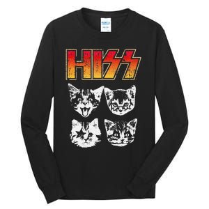 HISS Cat Funny Cats Kittens Rock Music Cat Lover Hiss Tall Long Sleeve T-Shirt