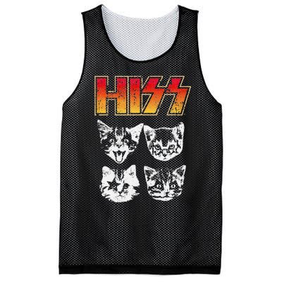 HISS Cat Funny Cats Kittens Rock Music Cat Lover Hiss Mesh Reversible Basketball Jersey Tank