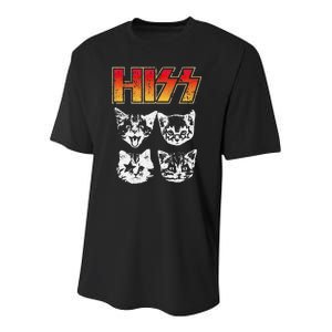 HISS Cat Funny Cats Kittens Rock Music Cat Lover Hiss Youth Performance Sprint T-Shirt