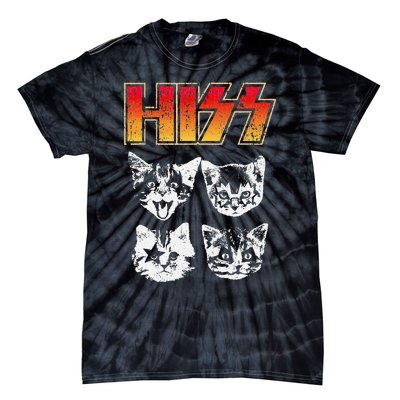 HISS Cat Funny Cats Kittens Rock Music Cat Lover Hiss Tie-Dye T-Shirt