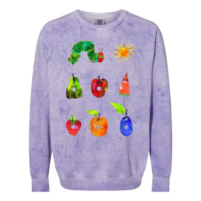 Hungry Caterpillar Funny Book Lover Vintage Colorblast Crewneck Sweatshirt