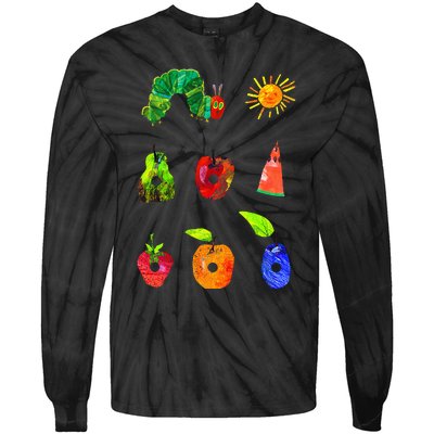 Hungry Caterpillar Funny Book Lover Vintage Tie-Dye Long Sleeve Shirt