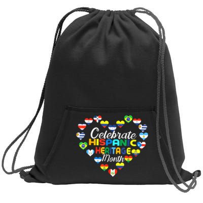 Hispanic Countries Flags Celebrate Hispanic Heritage Month Sweatshirt Cinch Pack Bag