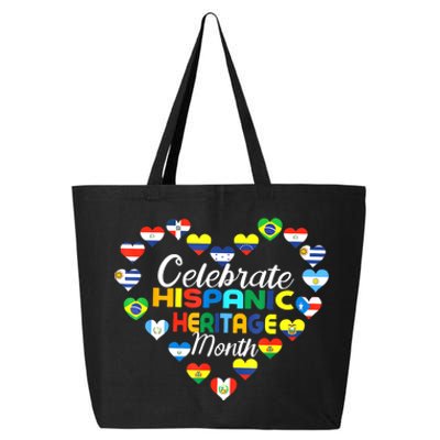 Hispanic Countries Flags Celebrate Hispanic Heritage Month 25L Jumbo Tote