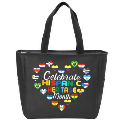 Hispanic Countries Flags Celebrate Hispanic Heritage Month Zip Tote Bag