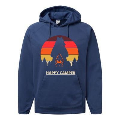 Happy Camper Gift Performance Fleece Hoodie