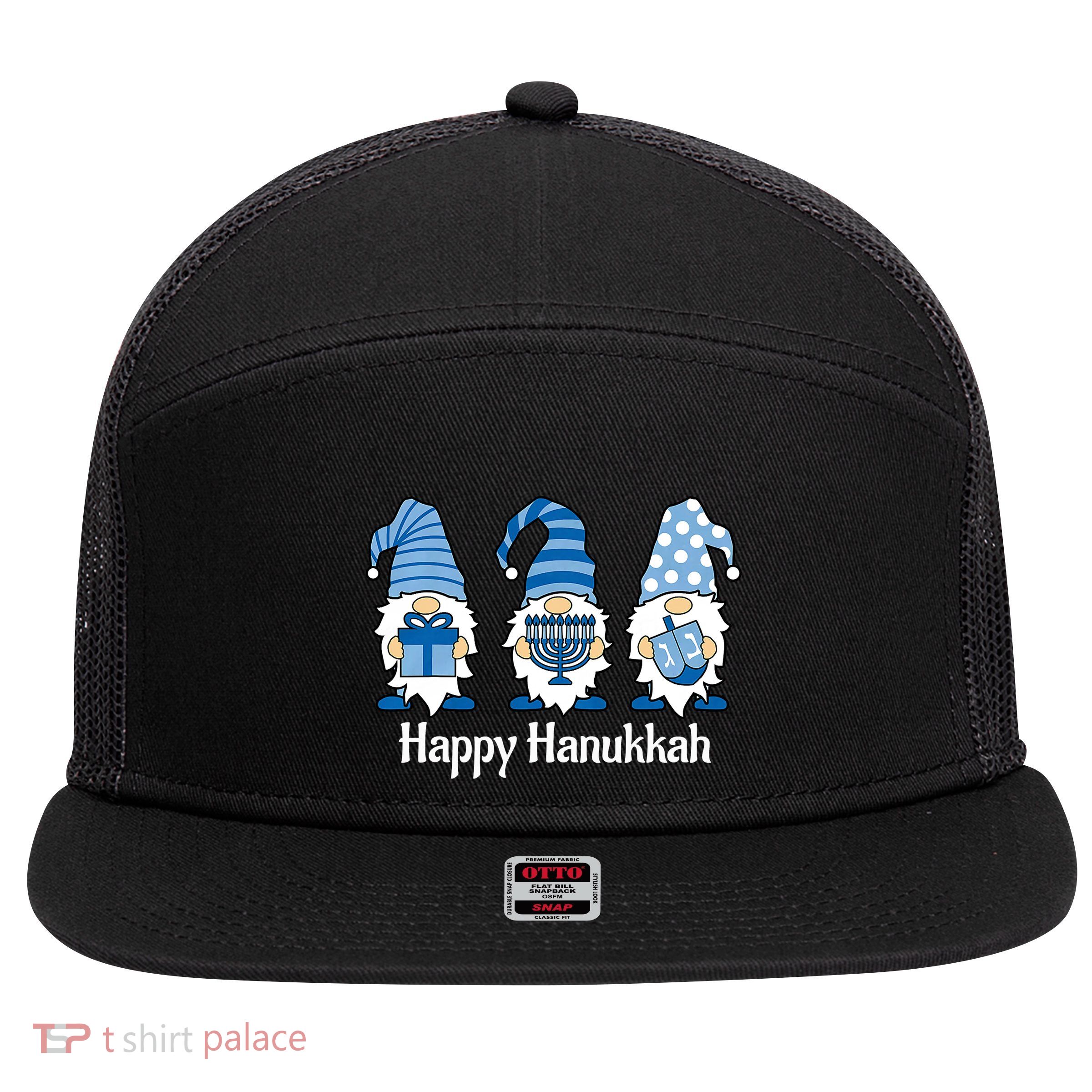 Happy Chrismukkah Gnomies Funny Hanukkah And Christmas 7 Panel Mesh Trucker Snapback Hat