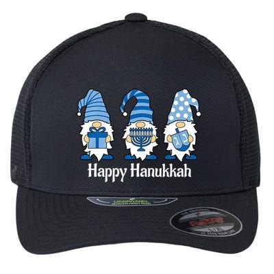 Happy Chrismukkah Gnomies Funny Hanukkah And Christmas Flexfit Unipanel Trucker Cap