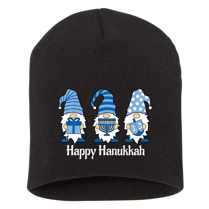 Happy Chrismukkah Gnomies Funny Hanukkah And Christmas Short Acrylic Beanie