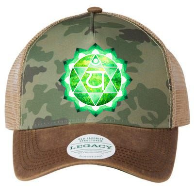 Heart Chakra Green Watercolor Lotus Mandala Yoga OM Legacy Tie Dye Trucker Hat