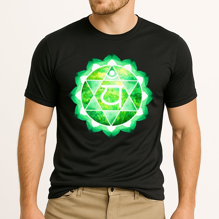 Heart Chakra Green Watercolor Lotus Mandala Yoga OM Cooling Performance Crew T-Shirt