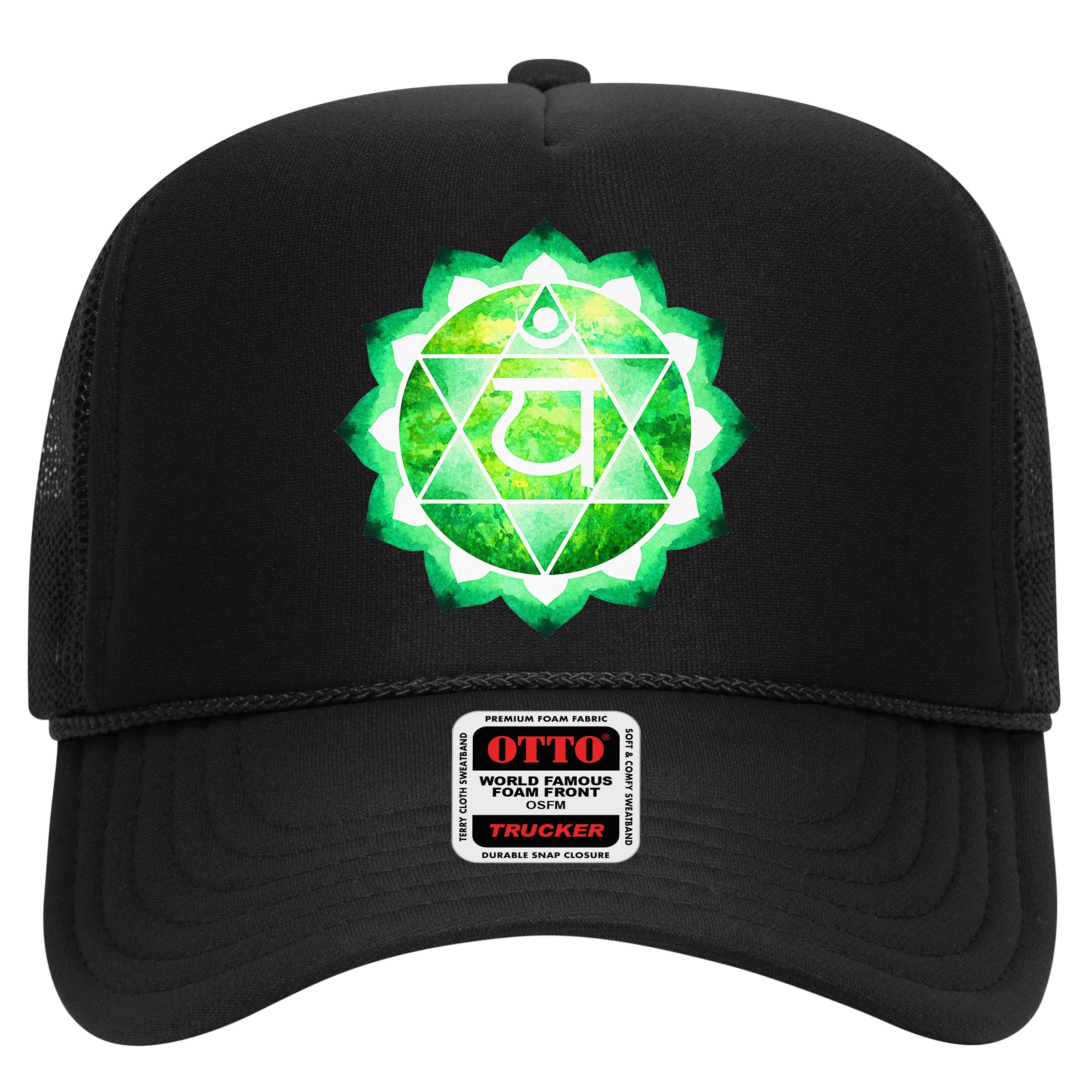Heart Chakra Green Watercolor Lotus Mandala Yoga OM Hat