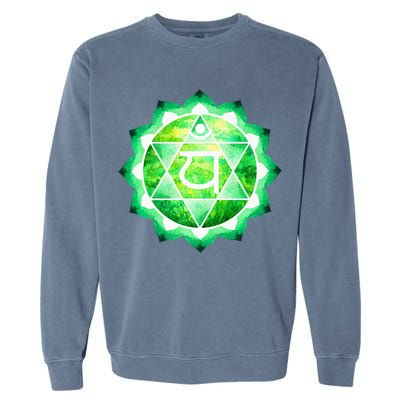 Heart Chakra Green Watercolor Lotus Mandala Yoga OM Garment-Dyed Sweatshirt