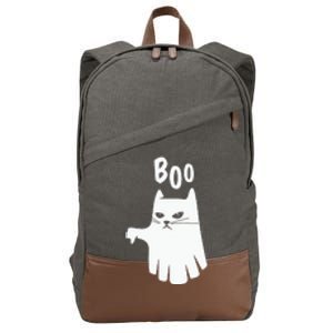 Halloween Cat Ghost Thumb Down Funny Cotton Canvas Backpack