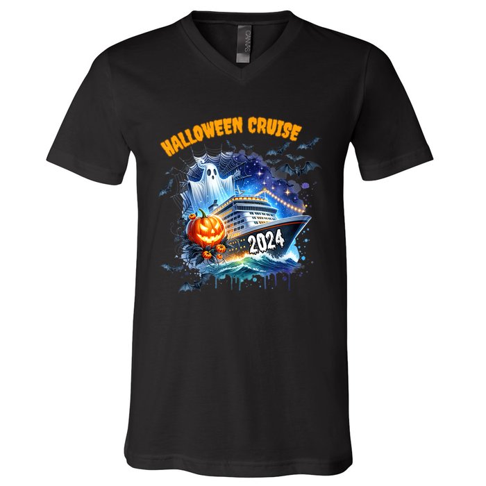 Halloween Cruise Ghost 2024 Matching Family Boo Cruise Squad V-Neck T-Shirt