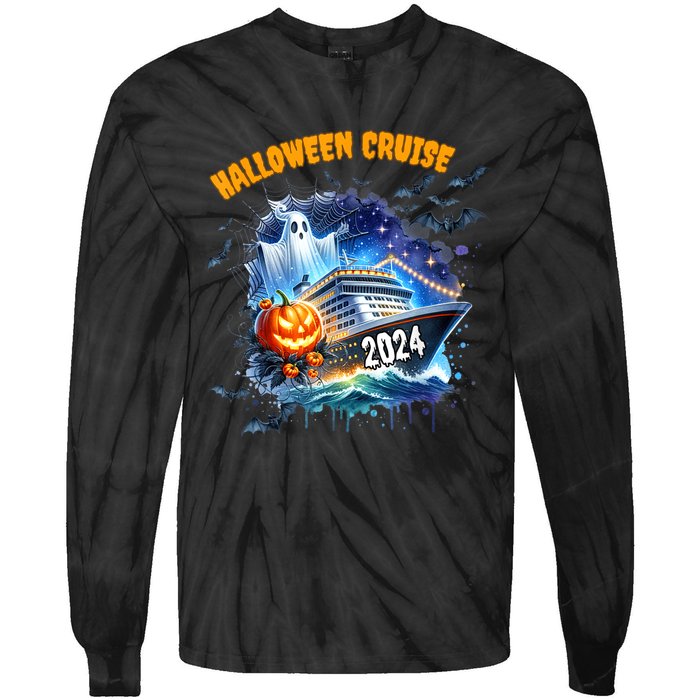 Halloween Cruise Ghost 2024 Matching Family Boo Cruise Squad Tie-Dye Long Sleeve Shirt