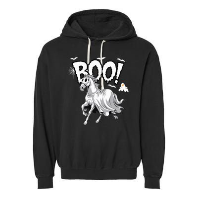 Horse Cosplay Ghost Boo Horse Ghost Halloween Garment-Dyed Fleece Hoodie