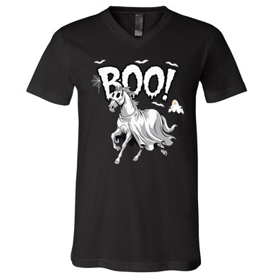 Horse Cosplay Ghost Boo Horse Ghost Halloween V-Neck T-Shirt