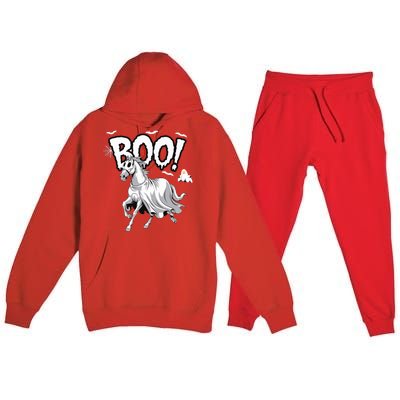 Horse Cosplay Ghost Boo Horse Ghost Halloween Premium Hooded Sweatsuit Set