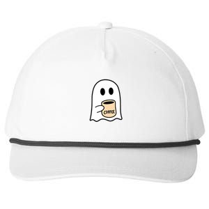 Halloween Costume Ghost Drinking Coffee Funny Coffee Lover Gift Snapback Five-Panel Rope Hat