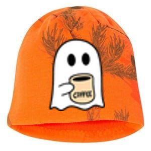 Halloween Costume Ghost Drinking Coffee Funny Coffee Lover Gift Kati - Camo Knit Beanie